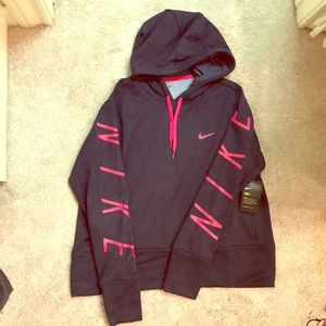 Nike hooded sweatshirt. Dark blue and pink.